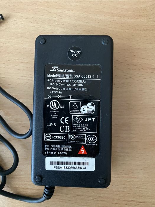 Блок живлення 12в 5а seasonic SSA-0601S-1