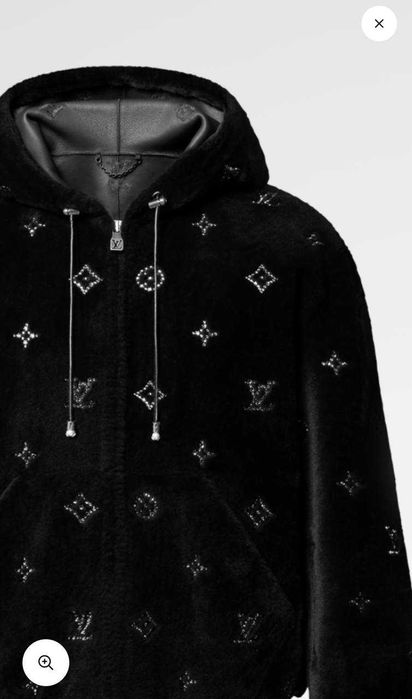 Authentic LOUIS VUITTON Monogram Embellished Shearling Hoodie