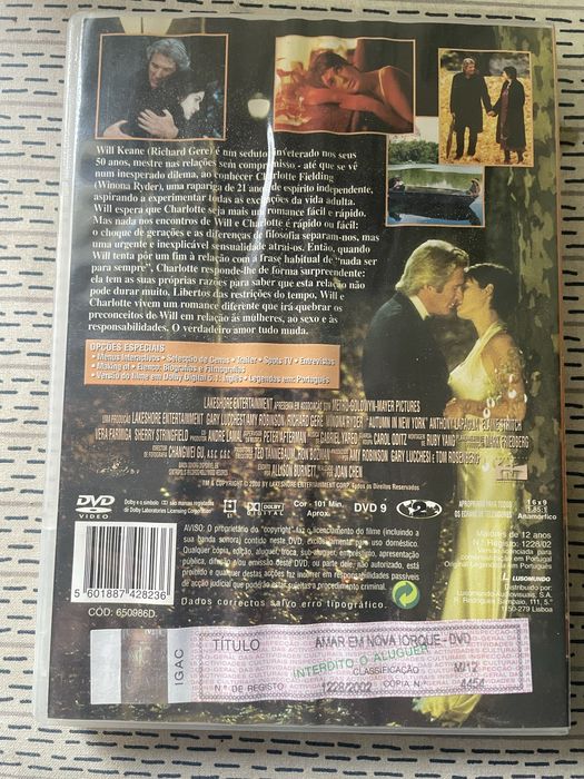 DVD Amar em Nova York com Richard Gere Winona Ryder