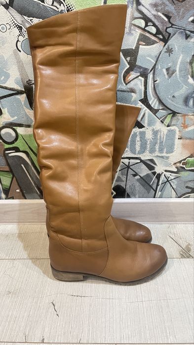 Сапоги ботфорти кожа