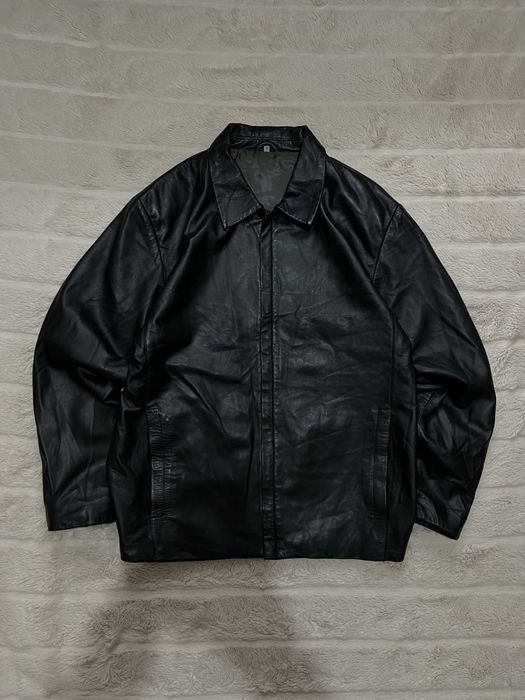 ZARA (S/M) Leather Jacket мужская кожанка кожаная куртка на молнии чер