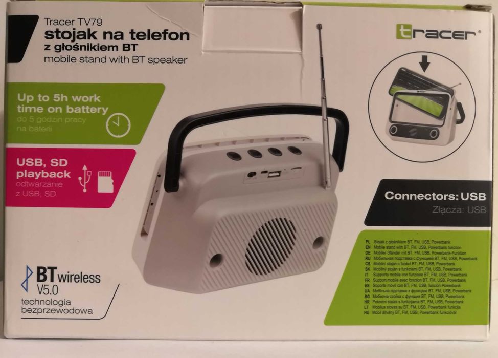 radio z usb i bluetooth stojak na telefon 6.5 cala