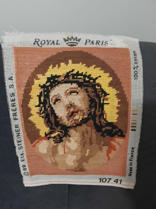 Obraz Jezusa wyszywany haftem krzyżykowym