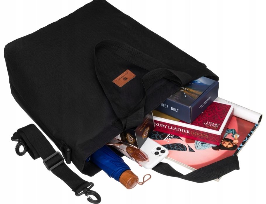 Nowa Shopperka duża damska torba czarna na zakupy do pracy torebka