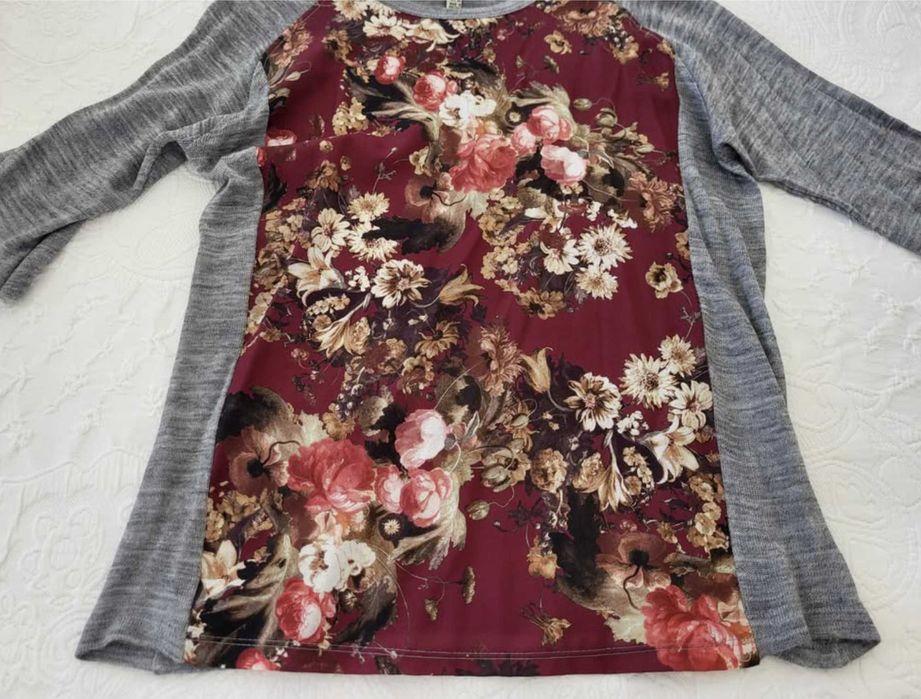 Blusa estampada cinza, Zara, tamanho S