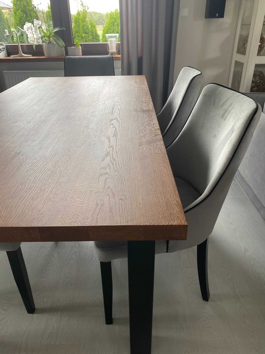 Duży drewniany stół rozkładany-dębowy stół rozkładany-metal-producen