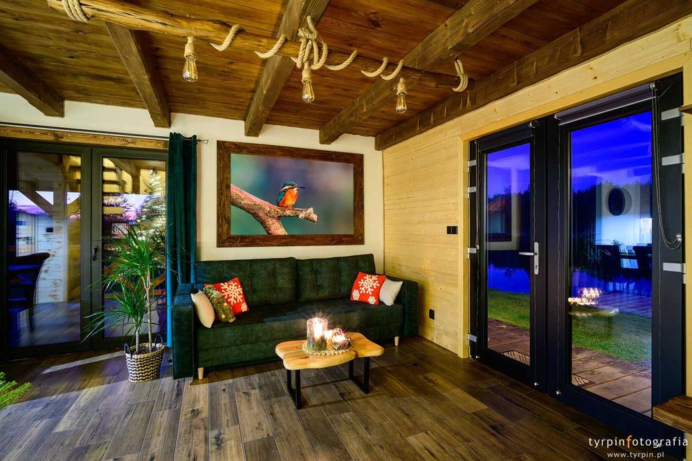 Domek całoroczny ,,Chatka Zimorodka" Wynajem nocleg balia z Jacuzzi