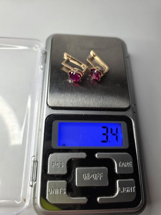 Золотые серьги ссср с рубином