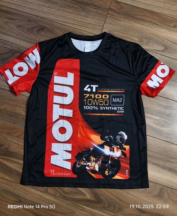 T-shirt męski MOTUL 7100 10W50 materiał oddychający rozm L