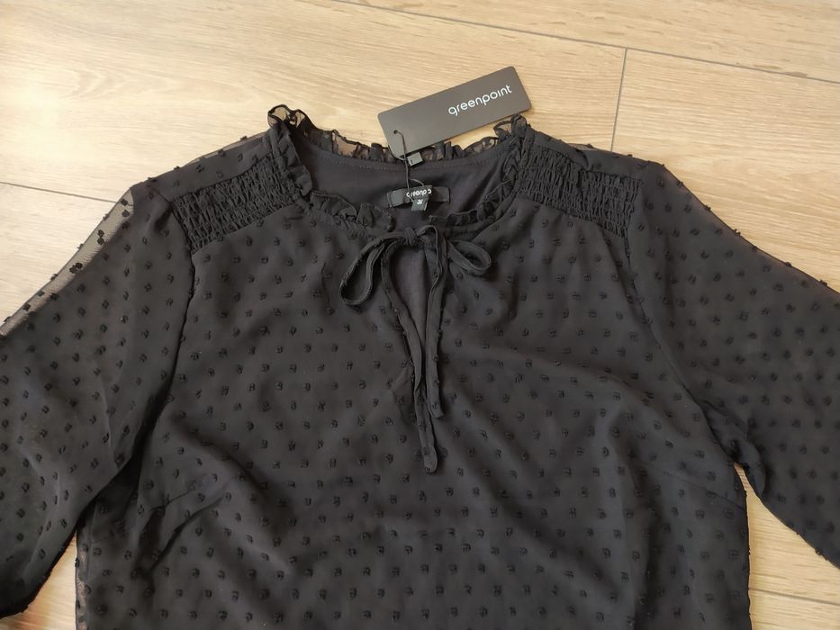 Elegancka bluzka wiązana czarna S 36 plumeti