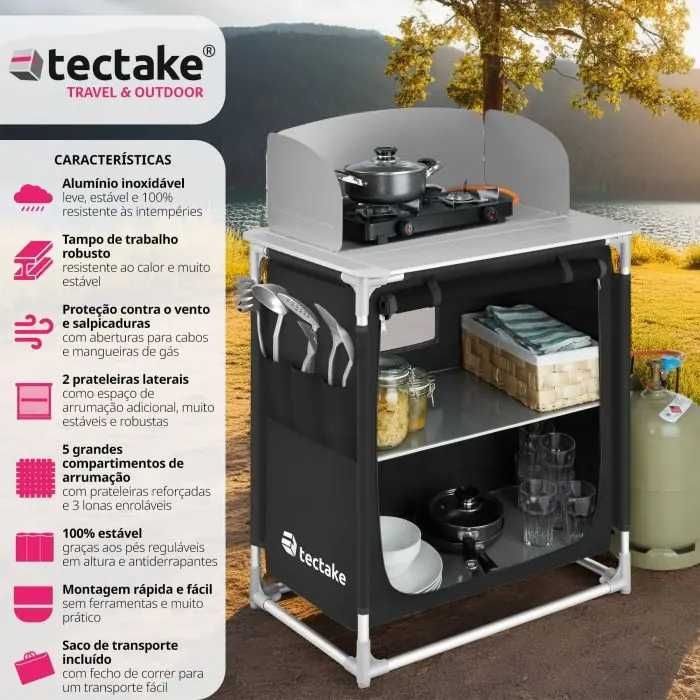 Cozinha de Campismo em Alumínio TecTake (76 x 53.5 x 107 cm) - Nova