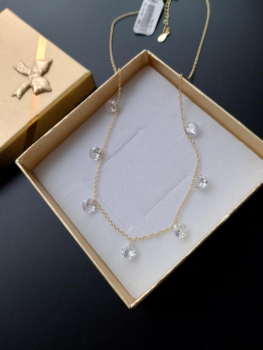 Celebrytka z cyrkoniami srebro 925 pozłacana