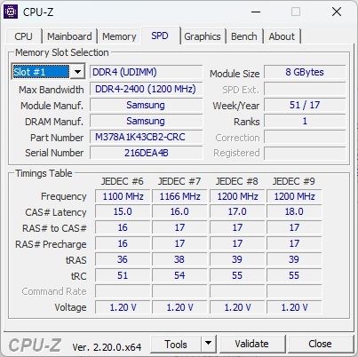 Memória RAM Samsung 8GB DDR4 2400MHz CL15