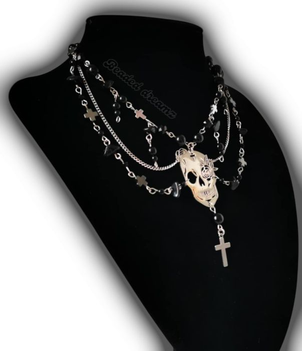 Naszyjnik handmade czaszka goth alternative