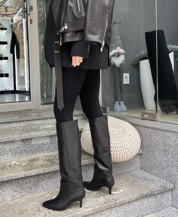 Чоботи heels сапоги шкіряні 39 р