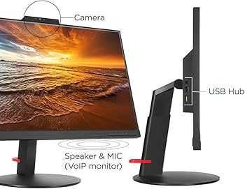 NF.19  Monitor Lenovo ThinkVision T24Vi-10 Preto|24"P|Full-HD|IPS|HDMI+VGA+DP+WEB