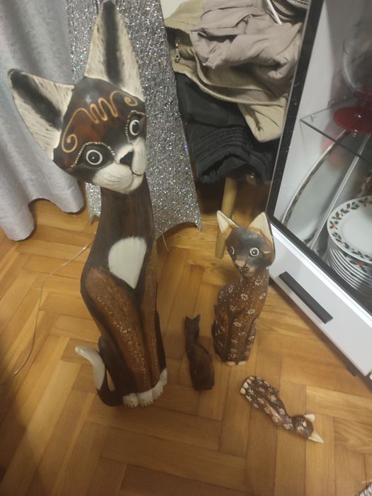 Quatro gatos decoração em madeira  70cm outro 50cm e dois 20cm