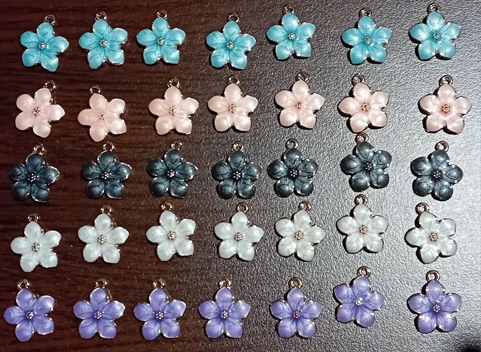35 sztuk zawieszek emaliowanych Kwiat wiśni, zestaw, do bransoletek