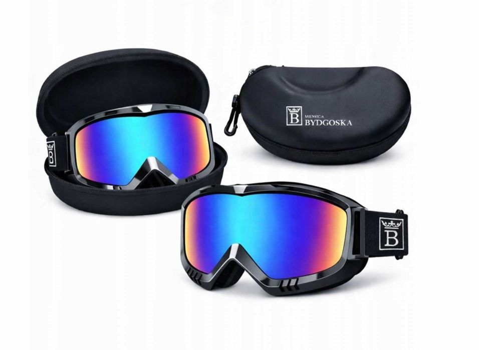 Gogle czarne męskie damskie snowboardowe motor quad deska UV400