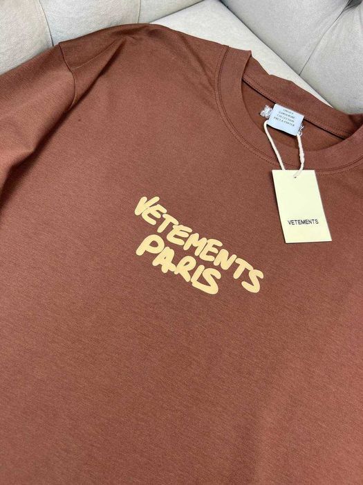 Коричневая футболка с принтом Vetements мужская футболка Ветмо f722