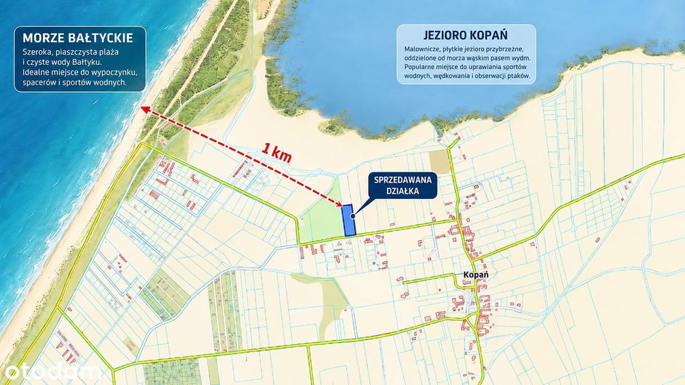 Kopań | 4 932 m² | MPZP usługi turystyczne | 1 km morze| 2 950 m2 PUM
