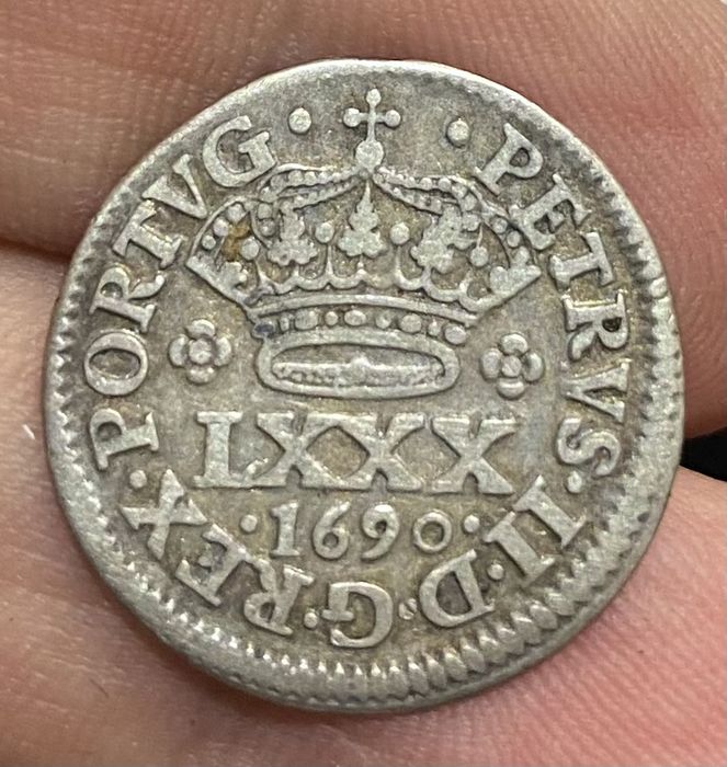 100 Reis Tostão Coin of D. Pedro II - 1690
