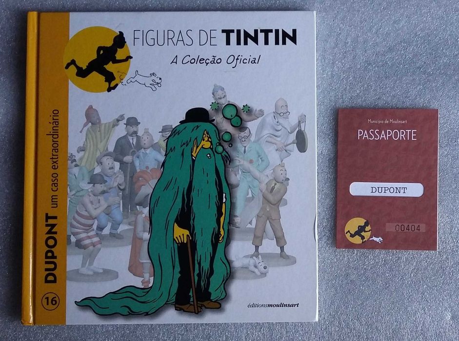 Figura coleção tintim- Dupont  e livro- Hergé- Moulinsart