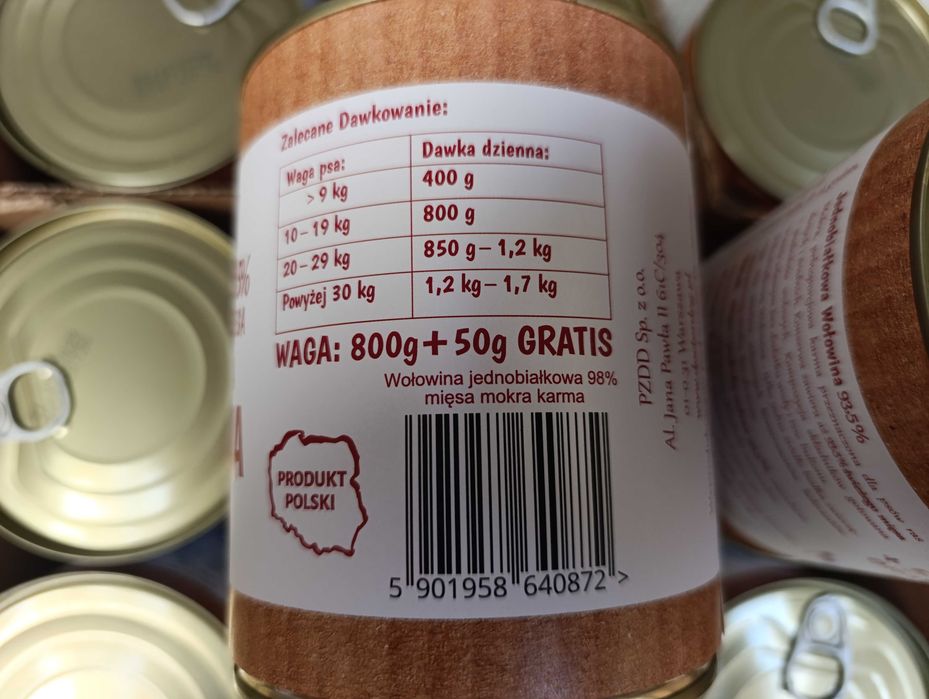 Doctor Dog Wołowina 93,5% mięsa 850 g - puszka