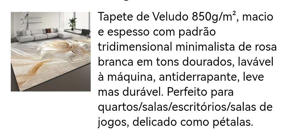 Tapete de luxo 2 metros por 3 metros