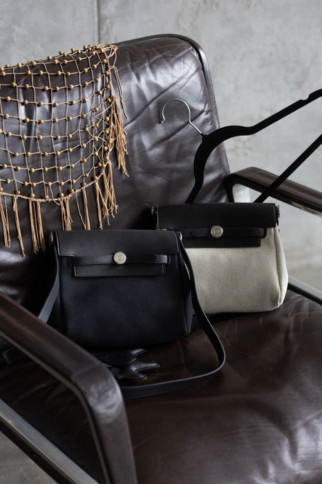 Сумка Hermes Herbag mini сіра, чорна