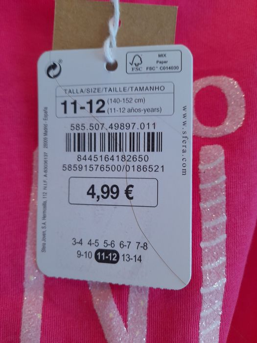 Top rosa com unicornio brilhante estampado a frente (tamanho 11/12)