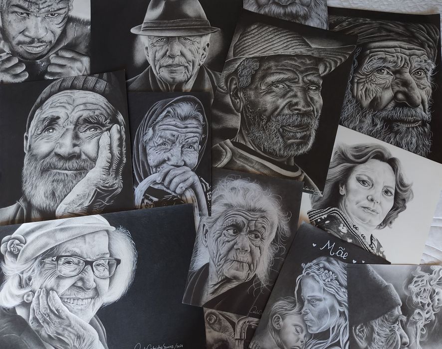 Retratos realistas e ilustrações