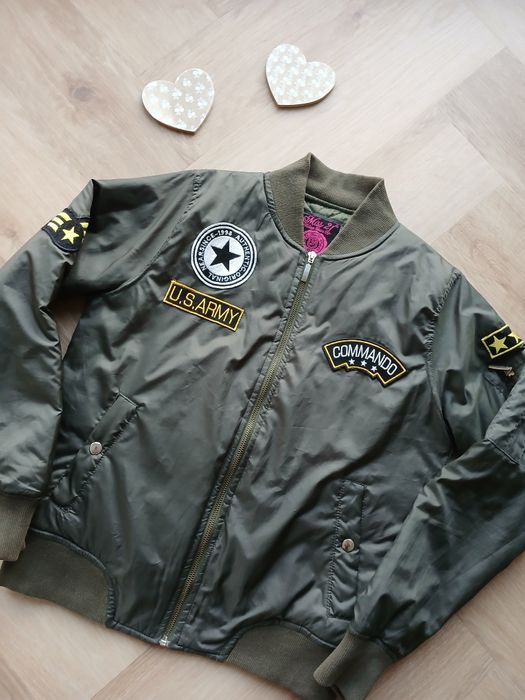 Kurtka pilotka military bomberka vintage khaki naszywki Butik / S / 36