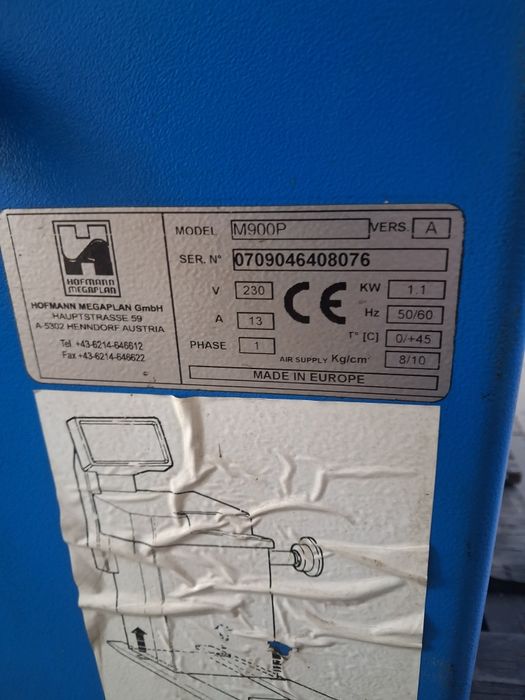Wyważarka hofmann megaspin m900p, sonar,uchwyt pneumatyczny