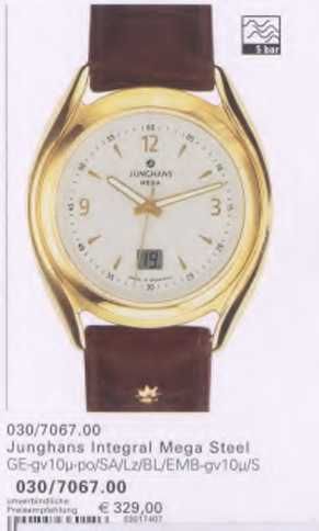 Рідкісний годинник с позолотою Junghans Mega (колекційний)