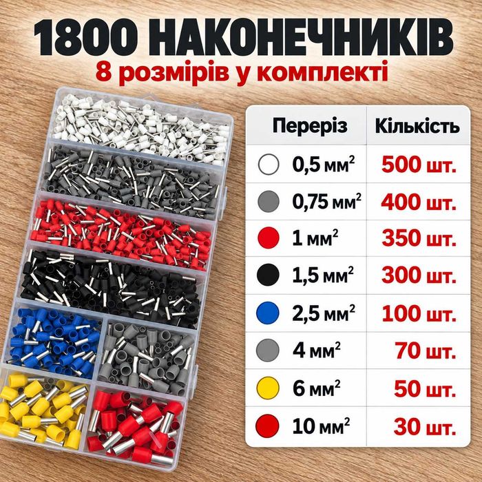 Кримпер для обжима наконечников обтискні кліщі для обтиску наконечників обжимні кліщі купить кримпер для гильз HSC8 6-4 0.25–10 мм² +1800 наконечників