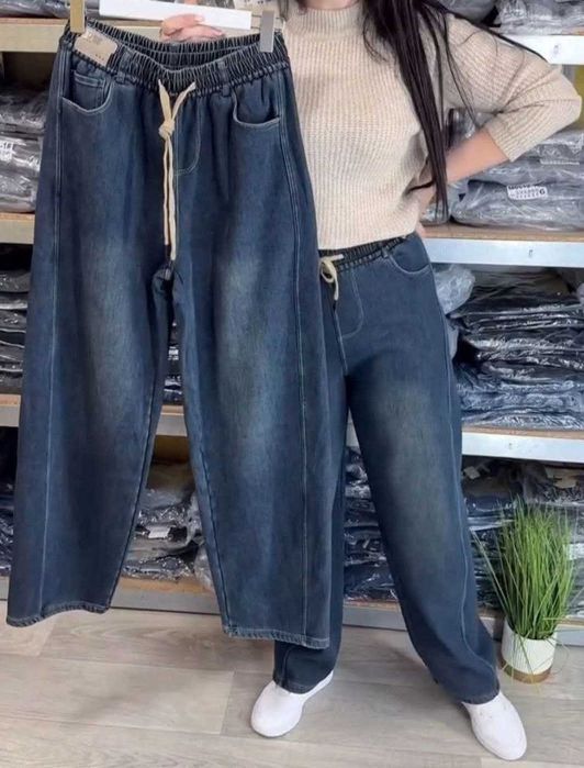 Нові Джинси - баггі утеплені плюш хутром, р.44-46