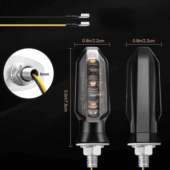 Par de Piscas LED Roscados Dinâmicos p/ Moto - Indicadores Sequenciais