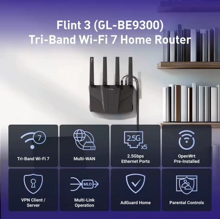Роутер GL.iNet Flint 3: високопродуктивний Wi-Fi 7 маршрутизатор