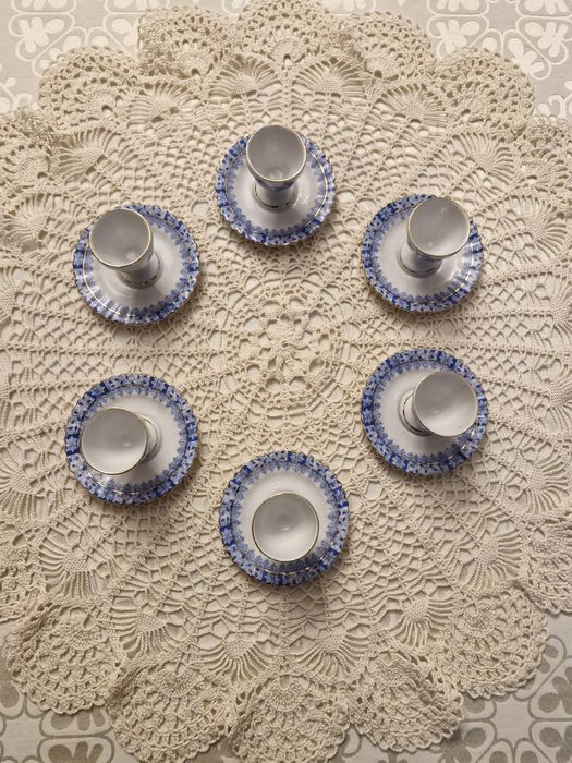 Przedwojenna śląska porcelana Tiefenfurt Tuppack china blau