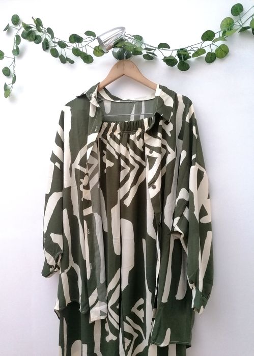 Conjunto Caqui e Creme: Camisa + Calça