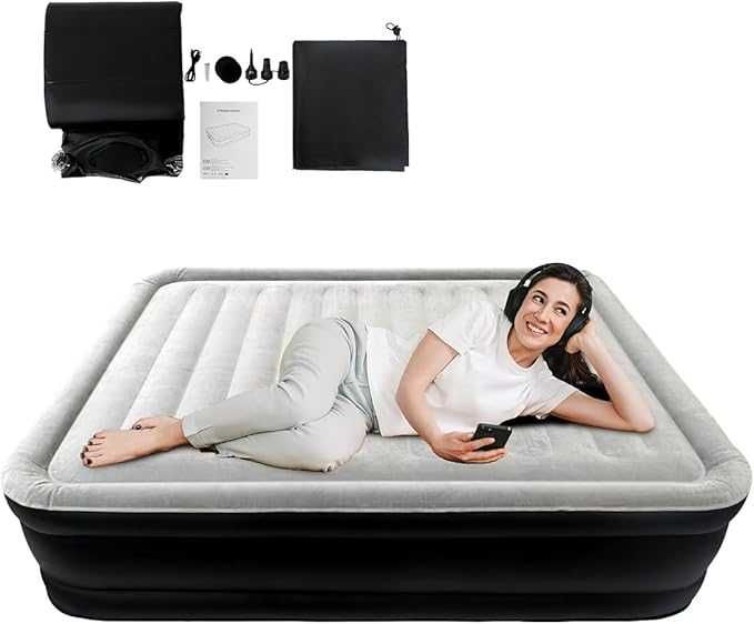 Materac dmuchany z pompką 195 x 152 x 46 cm