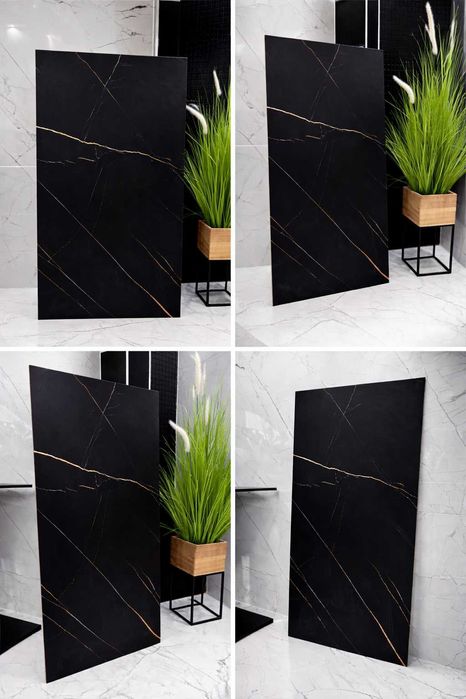 Gres 120x60 czarny marmur złota żyła PÓŁMAT | Satyna - SUPER CENA!!!