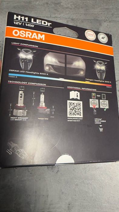 Nowe zaplombowane Żarówki NIGHT BREAKER LED SMART ECE H11 Osram z homologacją