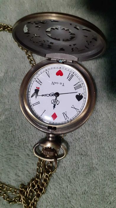Relógio de bolso com corrente cartas NOVO