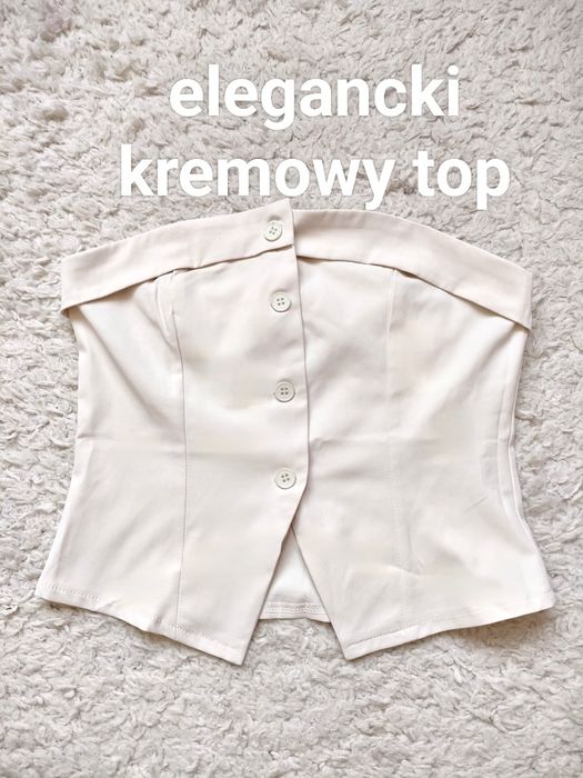biały kremowy top bardzo dobry stan S