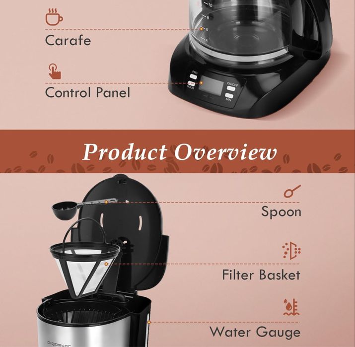 Máquina de Café Aigostar Basic Black & White — nova na caixa