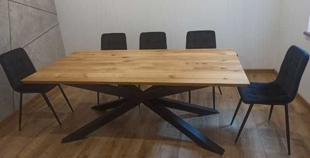 Ława Dębowa Loft Nowoczesna Lite Drewno Dąb Masywne Nogi
