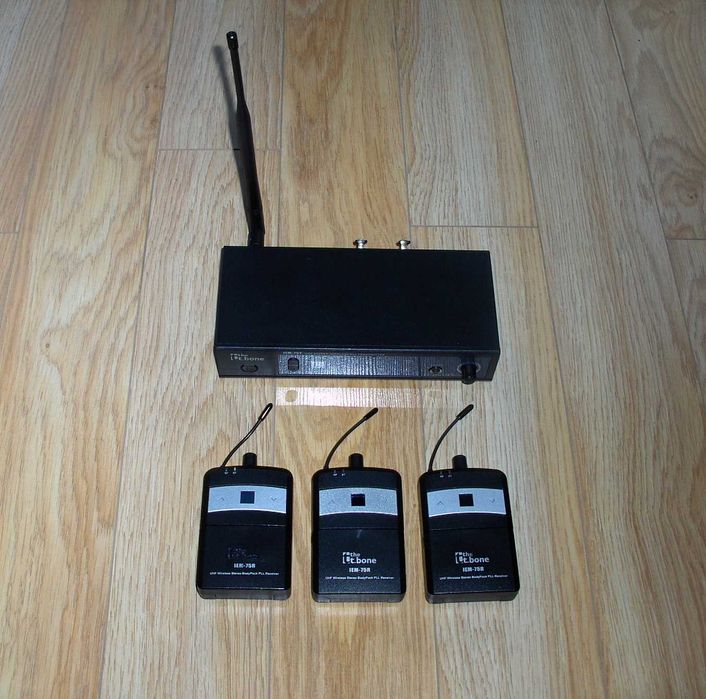 System bezprzewodowego odsłuchu T-Bone IEM-75, 3 odbiorniki, używany
