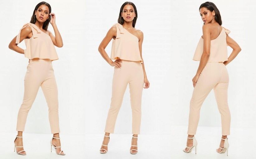 Kombinezon elegancki nude wesele komunia impreza urodziny M L asos